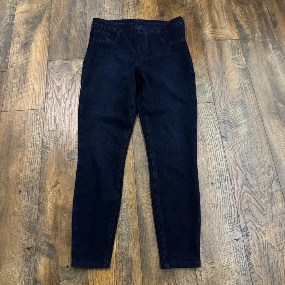 Spanx Jean-ish Ankle Leggings Twilight Blue Denim Pull On Slim Fit Large Stretch